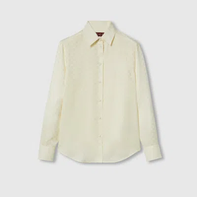 Gucci Gg Crêpe Silk Shirt In White