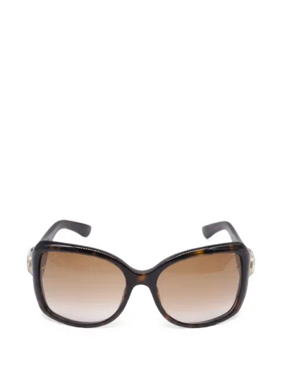Pre-owned Gucci Gg Crest Tortoiseshell Sunglasses In Brown