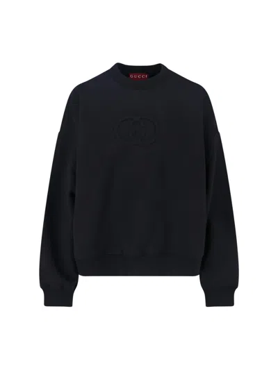Gucci 'gg' Crew Neck Sweatshirt In Black