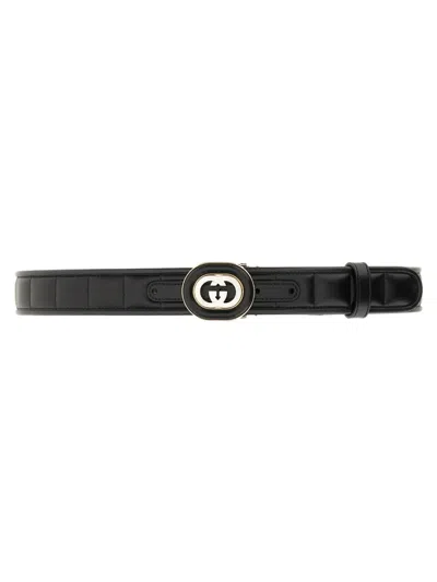 Gucci Gg Cross Buckle Belt In Black