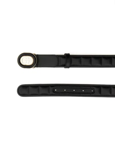 Gucci Gg Cross Buckle Belt In Black