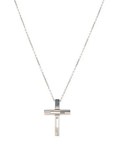 Pre-owned Gucci Gg Cross Pendant Necklace, 22.5" In Multi