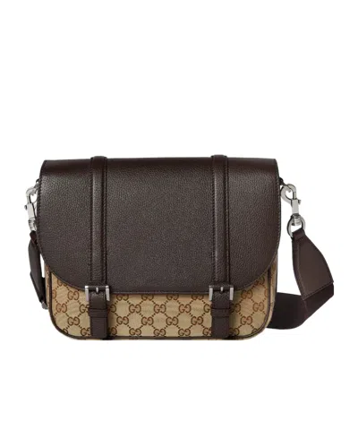 GUCCI GUCCI BUCKLE DETAILED MONOGRAMMED CROSSBODY BAG