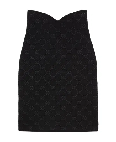 Gucci Gg Crêpe Midi Skirt In Black