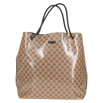 Pre-owned Gucci Gg Crystal Beige Canvas Tote Bag () In Sand
