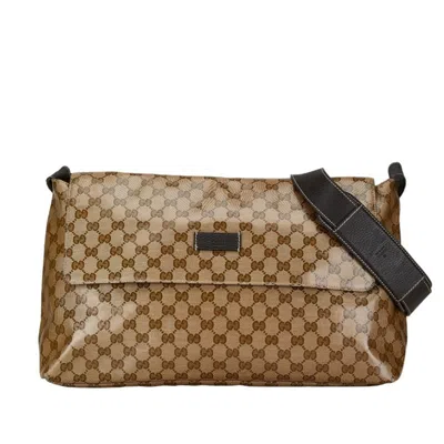 Pre-owned Gucci Gg Crystal Beige Leather Shoulder Bag ()