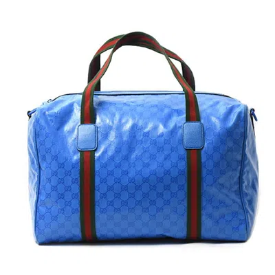 Pre-owned Gucci Gg Crystal Blue Pvc Boston Bag Shoulder Bag ()