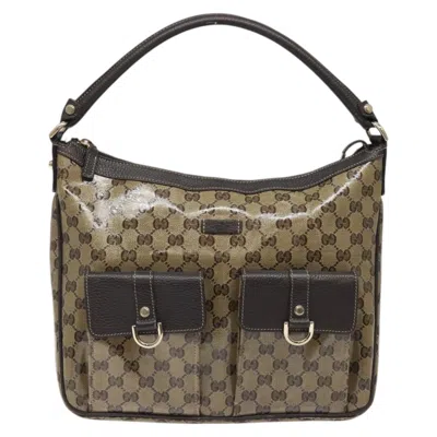 Pre-owned Gucci Gg Crystal Brown Canvas Shoulder Bag ()