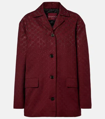 Gucci Gg Crystal Canvas Blazer In Burgundy