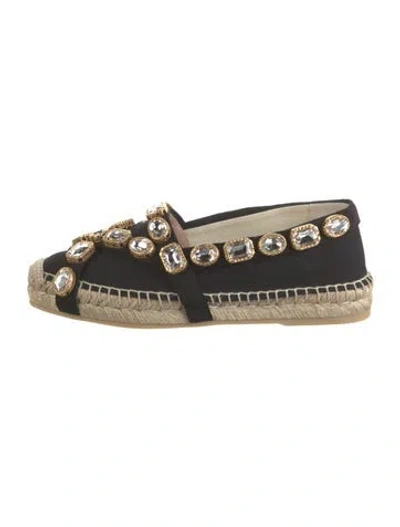 Pre-owned Gucci Gg Crystal Canvas Espadrilles W/ Tags In Black