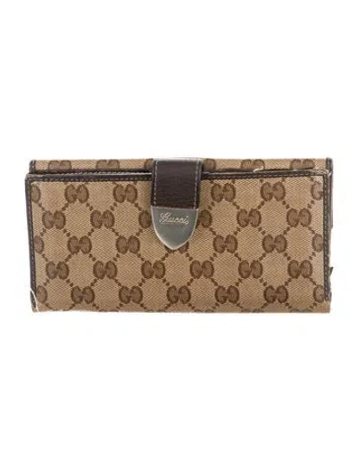 Pre-owned Gucci Gg Crystal Continental Wallet In Brown