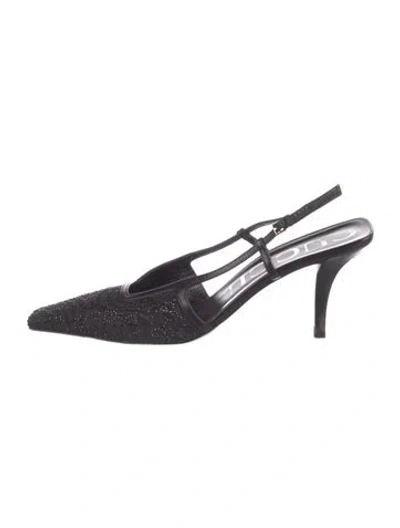 Pre-owned Gucci Gg Crystal Crystal Embellishments Slingback Pumps In Black