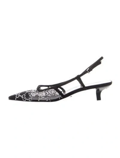 Pre-owned Gucci Gg Crystal Crystal Embellishments Slingback Pumps In Black