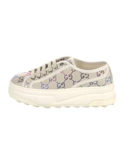 Pre-owned Gucci Gg Crystal Crystal Embellishments Sneakers In Neutral