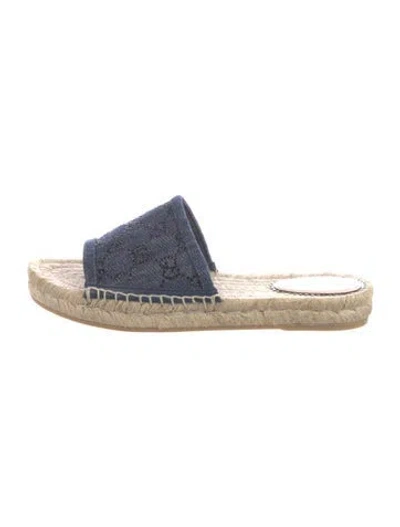 Pre-owned Gucci Gg Crystal Denim Espadrilles