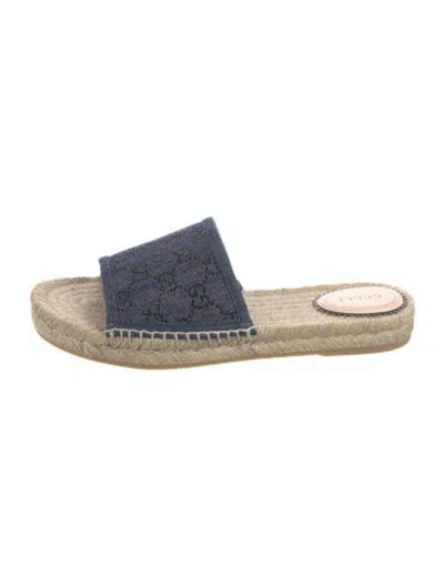 Pre-owned Gucci Gg Crystal Denim Espadrilles In Blue