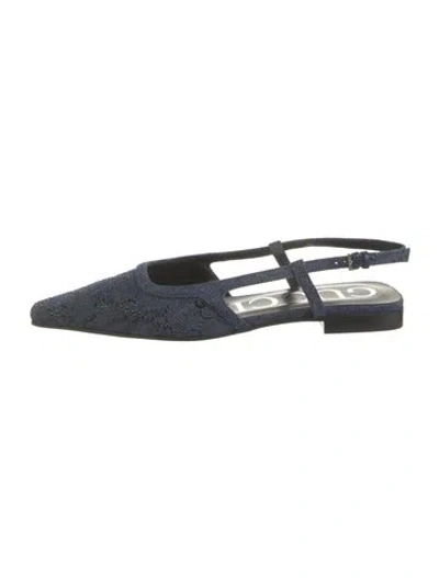 Pre-owned Gucci Gg Crystal Denim Flats In Blue