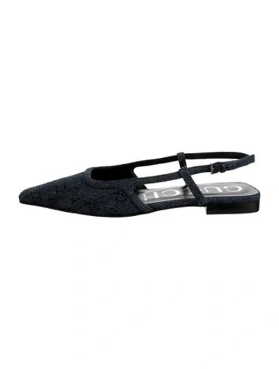 Pre-owned Gucci Gg Crystal Denim Flats In Blue