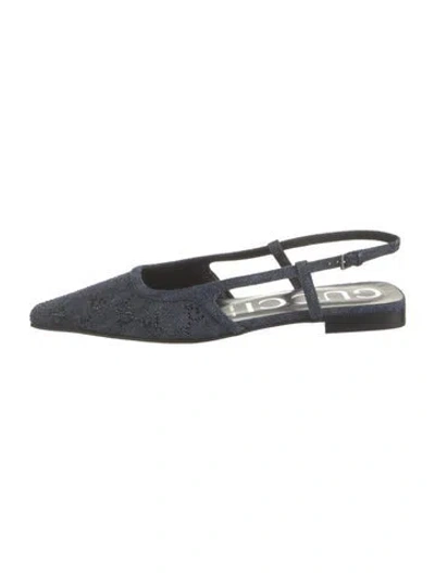 Pre-owned Gucci Gg Crystal Denim Slingback Flats In Blue
