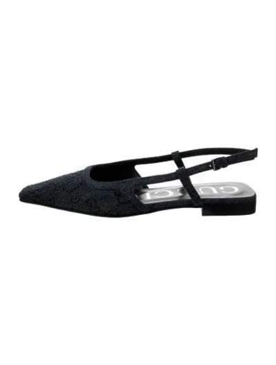 Pre-owned Gucci Gg Crystal Denim Slingback Flats In Blue