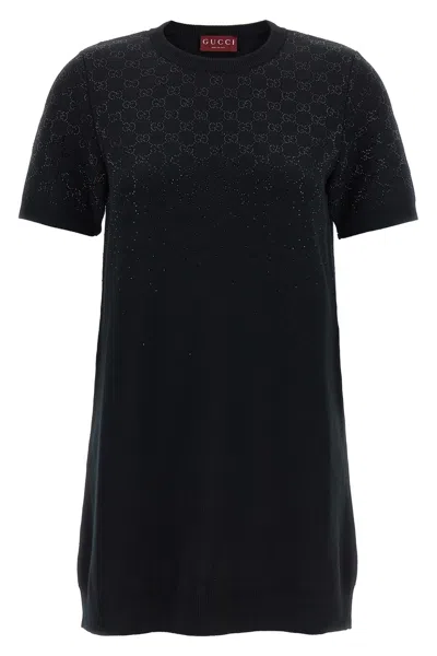 Gucci Black Wool Blend Mini Dress