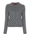 Gucci Gg Embellished Wool Jacquard Cardigan In Gray