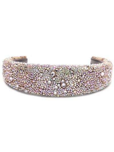 Gucci Gg Canvas Crystal-embellished Headband In Neutrals