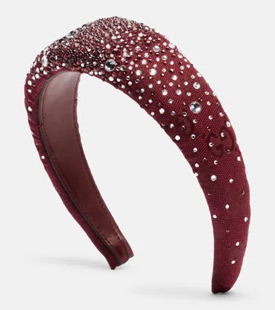 Gucci Gg Crystal-embellished Headband In Burgundy