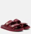 Gucci Double-strap Crystal-embellished Sandals In Red