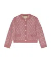 Gucci Gg Crystal-embellished Wool Cardigan In Pink