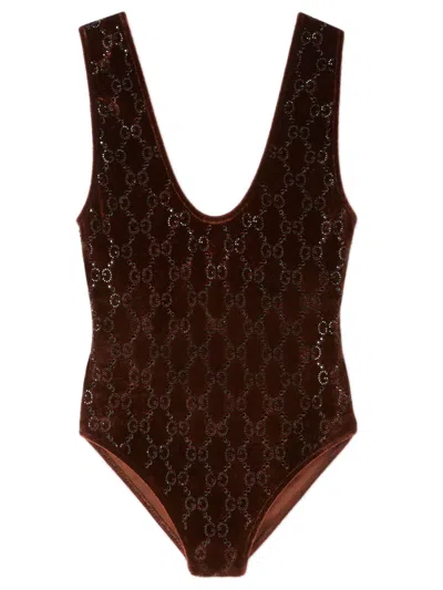 GUCCI GUCCI GG CRYSTAL EMBROIDERED BODYSUIT