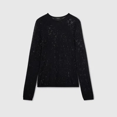 Gucci Gg Crystal Embroidered Top In Black