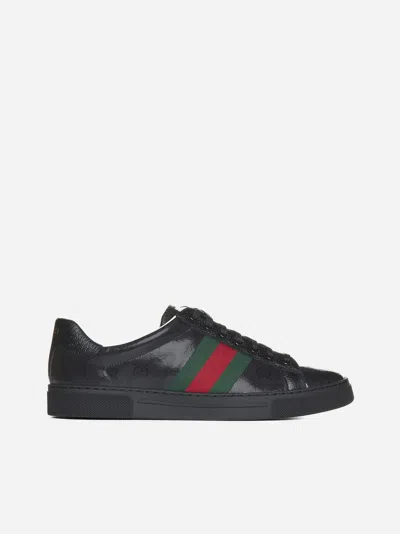 GUCCI GG CRYSTAL FABRIC ACE SNEAKERS