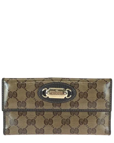 Gucci Gg Crystal Long Wallet (authentic Pre-loved) In Brown