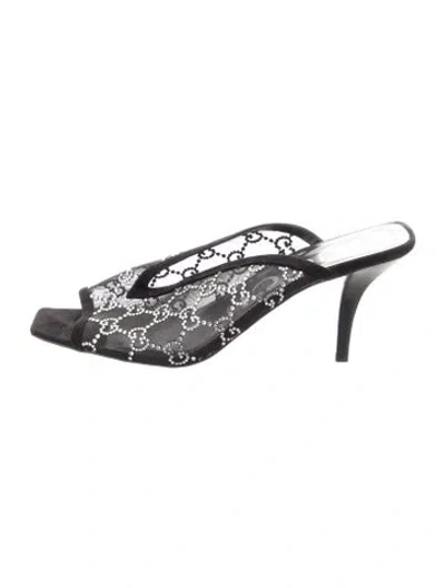 Pre-owned Gucci Gg Crystal Mesh Slides In Black