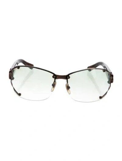 Pre-owned Gucci Gg Crystal Shield Sunglasses In Brown