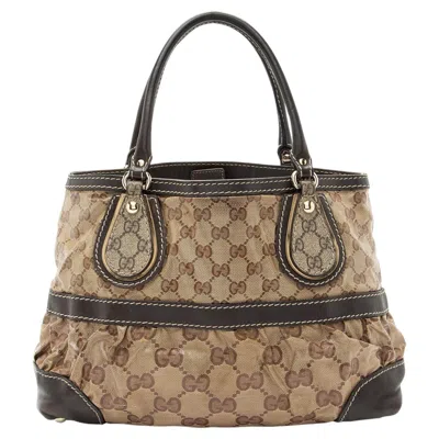 Pre-owned Gucci Gg Crystal Supreme Mix Satchel In Brown