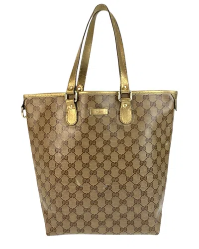 Pre-owned Gucci Gg Crystal Tote Shoulder Bag Beige (authentic Pre-loved)
