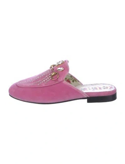 Pre-owned Gucci Gg Crystal Velvet Mules In Pink