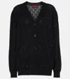 Gucci Gg Crystal Wool Cardigan In Black