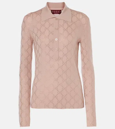 Gucci Antiqued Pink Wool Polo Shirt