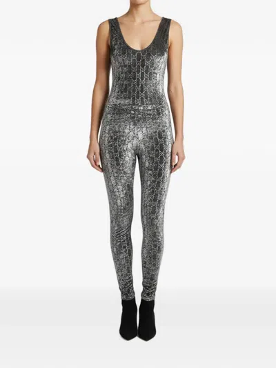 Pre-owned Gucci Gg Crystal-embellished Jumpsuit In Gray