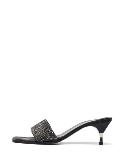 Pre-owned Gucci Gg Crystal-embellished Sandals In Black