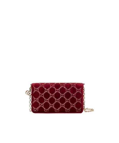 Gucci Gg Crystals Wallet On Chain In Brown