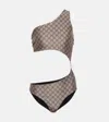 Gucci Gg Cutout One-shoulder Swimsuit In Multi