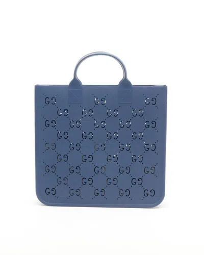 Gucci Gg Cut-out Rubber Tote Bag In Blue