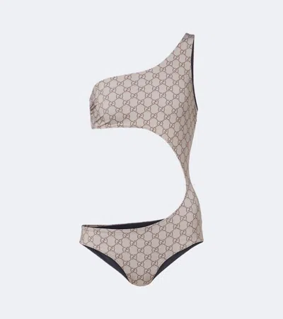 Gucci Gg Cutout Swimsuit In Neutral