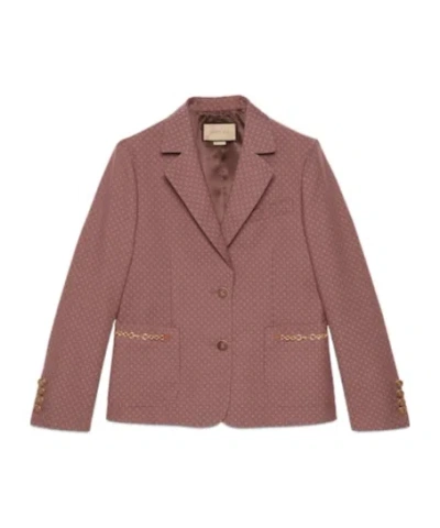 Gucci Gg Damier Horsebit-detail Blazer In Pink