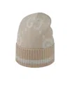 Gucci Gg Damier-jacquard Cashmere Beanie In Nude
