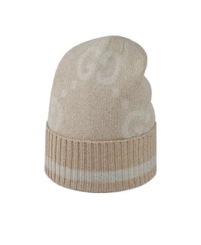 GUCCI GUCCI GG DAMIER JACQUARD RIBBED KNIT BEANIE